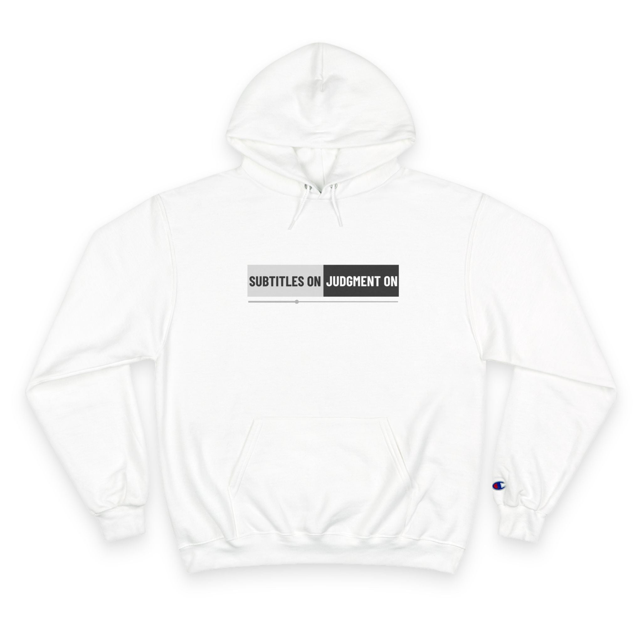 Unisex Hoodie — "Subtitles On, Judgment Off" Minimal Graphic Pullover