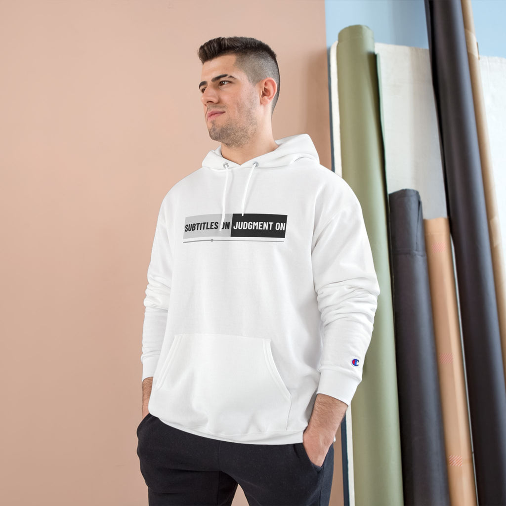 Unisex Hoodie — "Subtitles On, Judgment Off" Minimal Graphic Pullover
