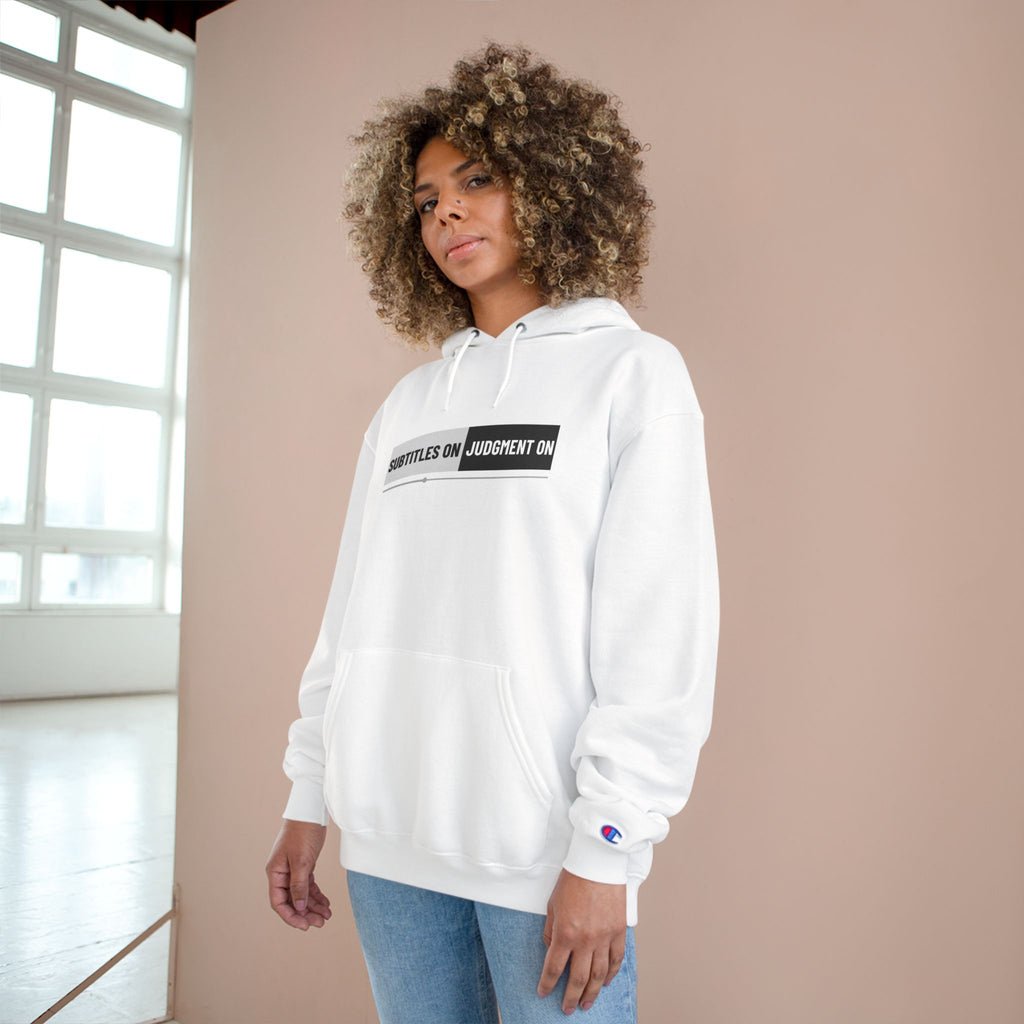 Unisex Hoodie — "Subtitles On, Judgment Off" Minimal Graphic Pullover