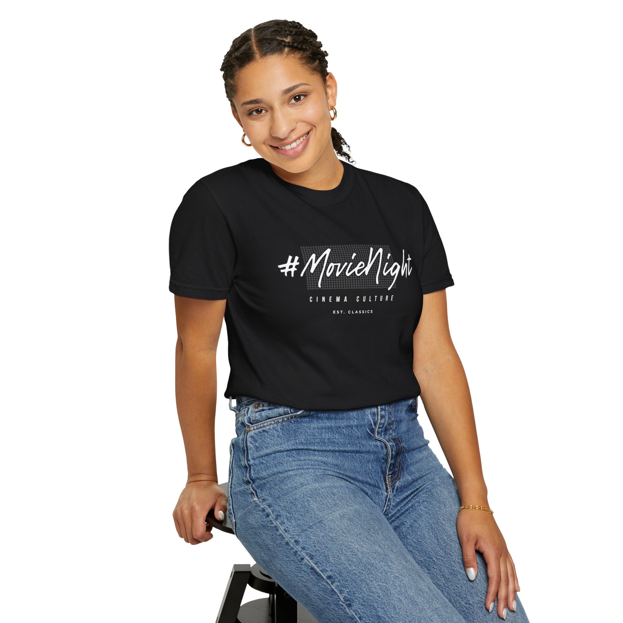 #MovieNight Unisex T-Shirt — Retro Script Movie Night Tee