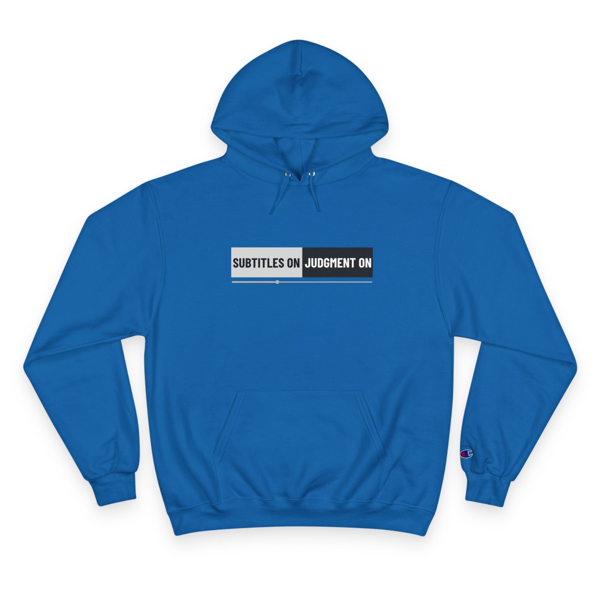 Unisex Hoodie — "Subtitles On, Judgment Off" Minimal Graphic Pullover