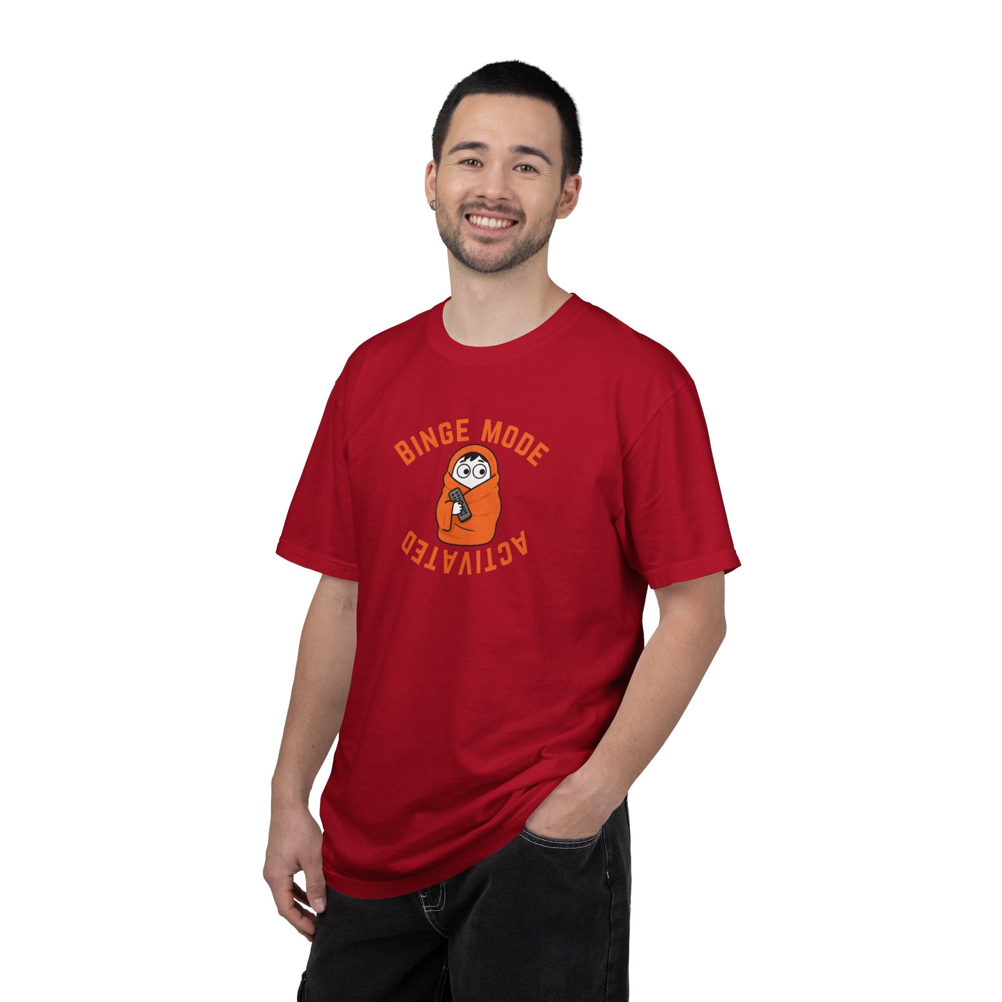 Binge Mode Activated Unisex T-Shirt — Cozy Blanket Sloth TV Watching Tee