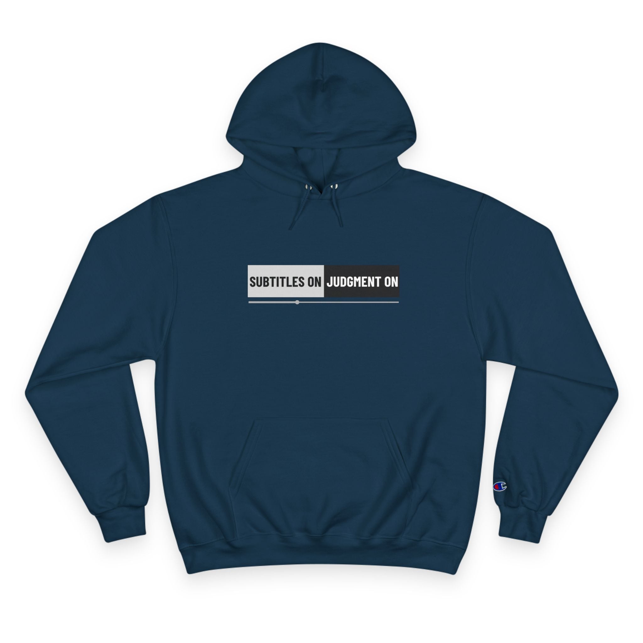 Unisex Hoodie — "Subtitles On, Judgment Off" Minimal Graphic Pullover